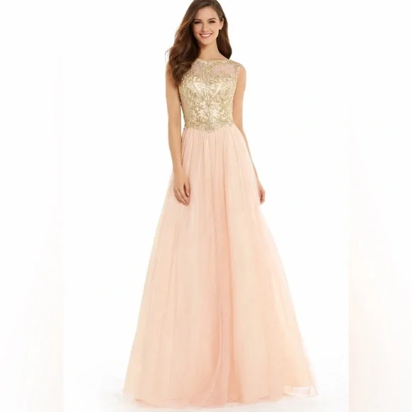 Elegant Gold and Pink Gown - Picture 1 of 9